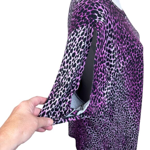RACHEL Rachel Roy blouse, size 2X, cold shoulder, asymmetric hem, leopard print - Picture 4 of 12